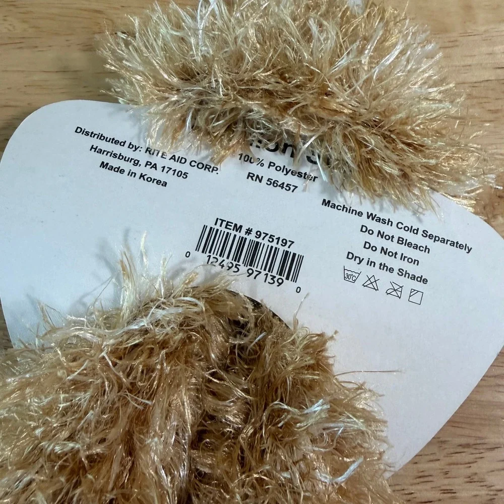 Y2K Fuzzy Fluffy Eyelash Knit Tube Scarf Fairy Whimsy Grunge Tan